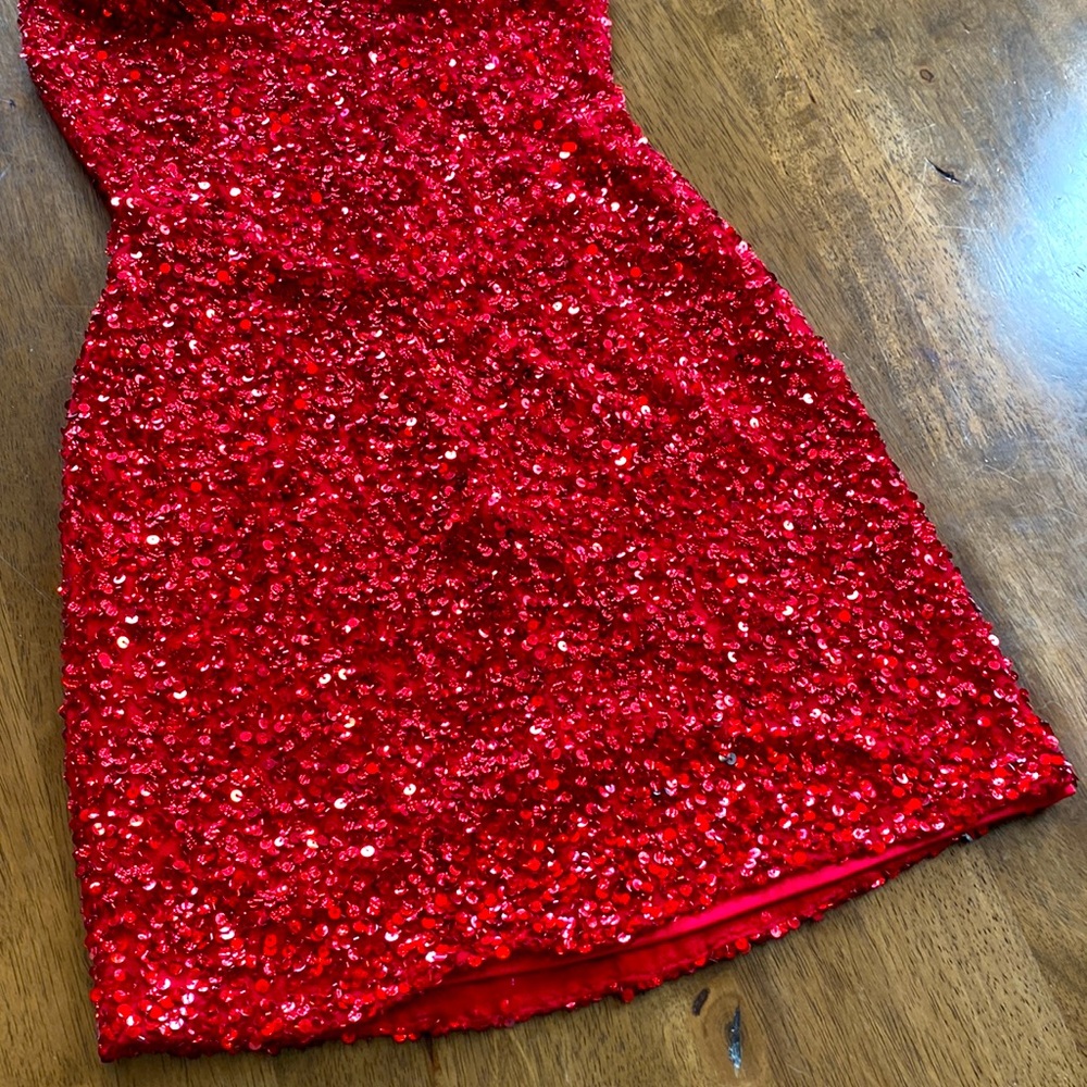 Scala Formal Red Sequence Dress Size 00 - image 3